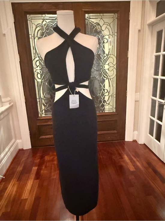 cult gaia Dresses & Skirts - NWT Cult Gaia Aziza Knit Cutout Halter Maxi Dress Black L